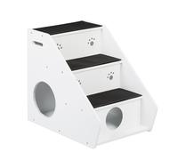 Relaxdays Staircase 3, Dogs & Cats, HWD: 52.5 x 42 x 60 cm, Pet Step Carpet, Climb on Bed & Couch, White/Black, Fibreboard