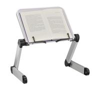 Relaxdays Stand, Bamboo, Height-Adjustable, Book & Tablet Shelf, Kitchen, Reading, 45 x 39 x 27 cm, White/Silver, Fibreboard