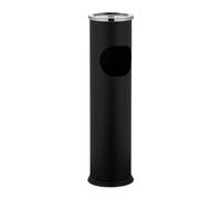 Relaxdays Standing Ashtray with Bin, Outdoor, HxD: 56x15.5 cm, Smoking Area & Patio, Iron & Stainless Steel, Black