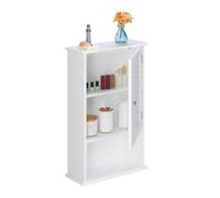 Relaxdays Bathroom Cabinet, Free Standing, Wooden, Storage, 3 Shelves, Decor, Cupboard, HxWxD: 70 x 42 x16.5cm, White