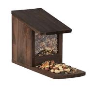 Relaxdays Squirrel Feeder House, Feeding Station Box, Standing, Wooden, HWD: 17.5 x 12 x 25 cm, Dark Brown