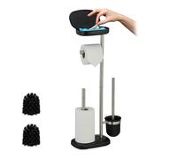 Relaxdays Standing Toilet Paper Holder 69 x 31 x 16 cm (H x W x D) Black