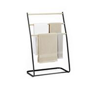 Relaxdays Standing Towel Rack with 3 Rungs for Towels and Clothes, 86x58x30 cm, Black