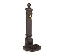 Relaxdays Standing Water Fountain, Antique Look, Tap & Basin, HWD: 82 x 29 x 33 cm, Garden, Terrace, Ornamental, Brown, Aluminium, 65 x 25 x 30 cm