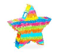 Relaxdays Star Pinata, Hanging Children’s Paper Piñata for Boys & Girls, Fillable, Birthday Decoration, Colourful