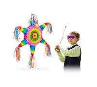 Relaxdays Star Pinata, Hanging Children’s Paper Piñata for Boys & Girls, Fillable, Birthday Decoration, Colourful