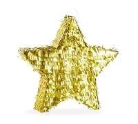 Relaxdays Star Pinata, Hanging Children’s Paper Piñata for Boys & Girls, Fillable, Christmas Decoration, Golden