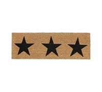 Relaxdays Stars Print Welcome Doormat Rubber, 75 x 25 cm, Door Mat Inside & Outside, Non-Slip, Coir/Black, Coco
