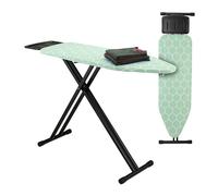 Relaxdays Steam 123 x 39 cm Height Adjustable Folding Shelf Ironing Board Green/Black, 80% steel 5% plastic 15% cotton