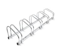 Relaxdays Bike Stand For 5 Bikes, Floor And Wall Mount, 26 x 130 x 32 cm, Outdoor Bike Holder Rack, Steel, Silver
