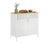 Relaxdays Steel Cabinet with 2 Doors, Adjustable Shelf, Office/Storage, 77 x 80 x 40 cm, White/Natural