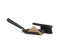 Relaxdays Small Dustpan and Brush Set, Durable Steel Set with Sweeper, Ash Scoop, Black