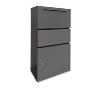 Relaxdays Steel Parcel Mailbox, Drop-in Flap, 4 Keys, Freestanding, 82 x 44 x 22 cm, Dark Grey