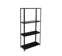 Relaxdays Steel Shelving Unit with 4 Shelves, Heavy-Duty, 145x75x30 cm, Black for Cellar, Garage & Workshop