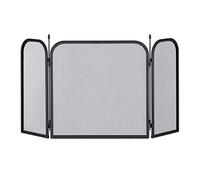 Relaxdays Steel Spark Guard, Three-Panel Fireplace Fender, Oven Screen, H x W 52.5 x 97 cm, Black