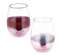 Relaxdays Stemless Glasses, Set of 2, for Red Wine, 500 ml Each, Glassware for Water or Desserts, Speckled, Pink, 12 x 9.5 x 9.5 cm