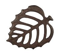Relaxdays Stone, Garden Step Plate, Pathway, Flowerbed, Lawn, Accessory, Leaf, Decor, 26 x 32cm, Brown, Cast iron, 0.5 x 26 x 32 cm