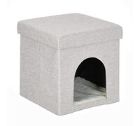 Relaxdays, Stool & Pet Cave, for Cats & Small Dogs, H x W x D : 38.5 x 37 x 37 cm, Polyester, MDF, Beige, Fibreboard