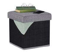 Relaxdays Stool with Storage Compartment in Black