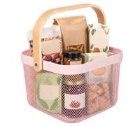 Relaxdays storage basket with handles for clothes & decor, colour options | Steel & Wood, Utensil basket, HWD: 17.5 x 26 x 24.5 cm