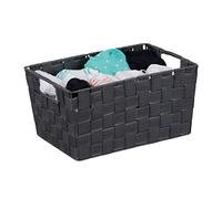 Relaxdays Storage Basket with Handles, Versatile Shelf & Cabinet Bin, Plastic, 15.5x31x20.5 cm, Grey