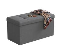 Relaxdays storage bench, foldable, upholstered fabric, hallway, bedroom, HWD 38 x 76 x 38 cm, seating trunk, dark grey