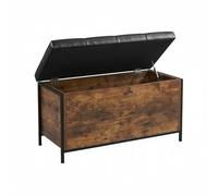 Relaxdays Storage Bench, Upholstered Faux Leather, Industrial Style, 50x80x40 cm, Dark Brown/Black