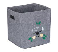 Relaxdays Storage Box for Kids, Koala Design, Toy Basket Made of Felt, Foldable, HxWxD: 33 x 33 x 33 cm, Grey, 100%