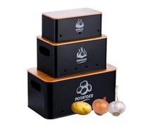Relaxdays Storage boxes, 3 pcs, bamboo lids