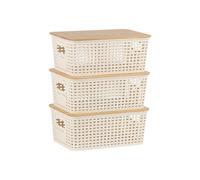 Relaxdays Storage box set with bamboo lid