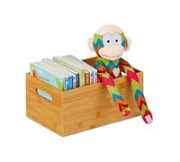 Relaxdays, Storage Box, Side Handles, For Moving and Transportation, 3 Sizes, Bamboo, Natural