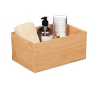 Relaxdays Storage Box, Stackable, Dimensions H x W x D: 14 x 30 x 20 cm, Bamboo, Natural