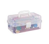 Relaxdays Storage Box with 9 Compartments, Sorting for Craft & Art Supplies, Sewing Kit, 14.5 x 33 x 19 cm, Clear/White