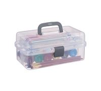 Relaxdays Storage Box with 9 Compartments, Sorting for Craft & Art Supplies, Sewing Kit, 14.5 x 33 x 19 cm, Clear/Grey