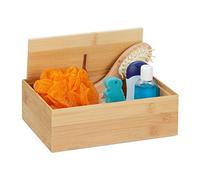 Relaxdays Storage Box with Lid, Bamboo Storage, for Small Utensils, in any Room, Multipurpose, HWD: 7x22x15 cm, Natural