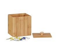 Relaxdays Storage box with lid, small wooden box, bamboo storage box, wooden storage box, 8 x 10 x 11.5 cm, natural,