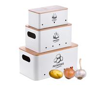Relaxdays Storage boxes, 3 pcs, bamboo lids