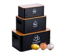 Relaxdays Storage boxes, 3 pcs, bamboo lids
