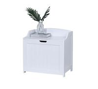 Relaxdays storage chest, 80 L, for laundry, bedding & toys, bathroom, box with lid, MDF, white, Fibreboard, 53 x 56 x 36 cm