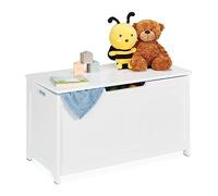 Relaxdays, Storage Chest with Lid, Large Toy Box, Trunk for Playroom & Nursery, HxWxD: 45 x 80 x 40 cm, MDF, White, Fibreboard