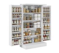 Relaxdays Storage Cupboard with 5 Shelves, Door Rack, 12 Compartments, 103.5x60x30 cm, Country Kitchen, White