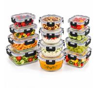 Relaxdays Storage Jars, Glass with Silicone Lid, Set, Pack of 12 | For the kitchen, food storage containers, 18 x 31 x 39.5 cm