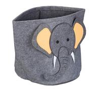 Relaxdays Storage Kids, Elephant Design, Felt Box, Toy Basket, Foldable Organiser, HxD: 35 x 32 cm, Grey, 35 x 32 x 32 cm