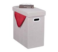 Relaxdays Storage Stool, Cushioned Ottoman, Foldable Seating Box, Living Room & Hallway, HxWxD: 49 x 48.5 x 27 cm, Beige, Fibreboard