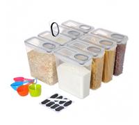 Relaxdays Storage Tins, Set of 8, with lids, airtight, transparent