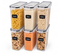 Relaxdays storage tins, with lids & stickers, with pen, 23.5 x 10 x 23 cm | Made from PP and silicone, for the kitchen, pack of 6, 4L