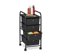 Relaxdays Storage Trolley, 4 Drawers, H x W x D Approx. 74 x 33 x 39 cm, Metal & Plastic, Black