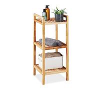Relaxdays Storage Unit, 3 Shelves, Bathroom, Kitchen, Bedroom, Free-standing, HxWxD: 81x35x35 cm, Towel, Wooden, Natural, Wood, 81 x 35 x 35 cm