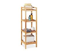 Relaxdays Storage Unit, 4 Shelves, Bathroom, Kitchen, Bedroom, Free-standing, HxWxD: 110x35x35cm, Towel, Wooden, Natural, Wood, 110 x 35 x 35 cm
