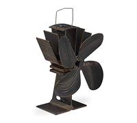 Relaxdays Stove Fan, without Electricity, Low Noise, for Fireplace, Heat Driven & Resistant, 4 Blades, Vintage, Bronze, Aluminium, 26 x 19 x 12 cm